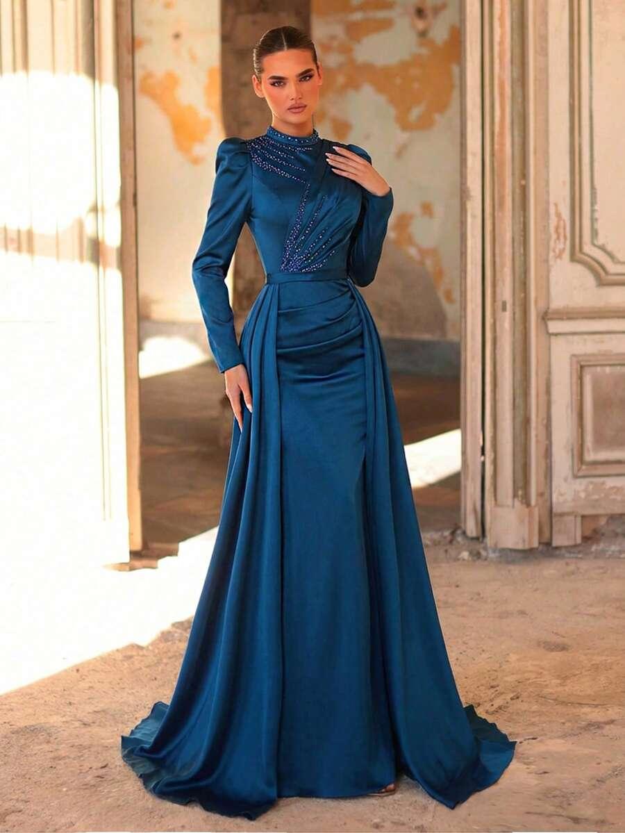 NIEBIESKA MAXI SUKIENKA