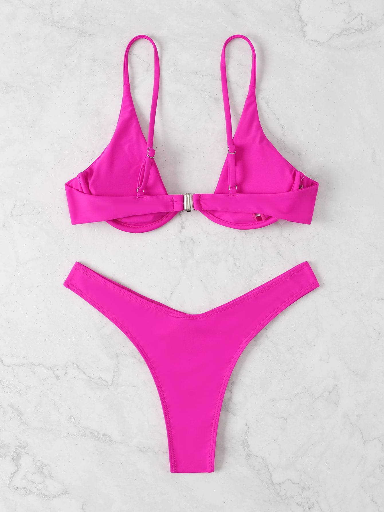 RÓŻOWY KOMPLET BIKINI NEON