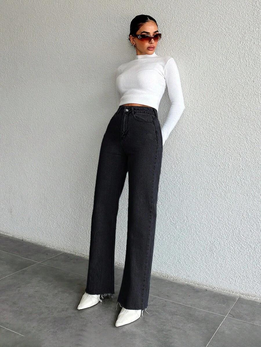 czarne jeansy wysoki stan