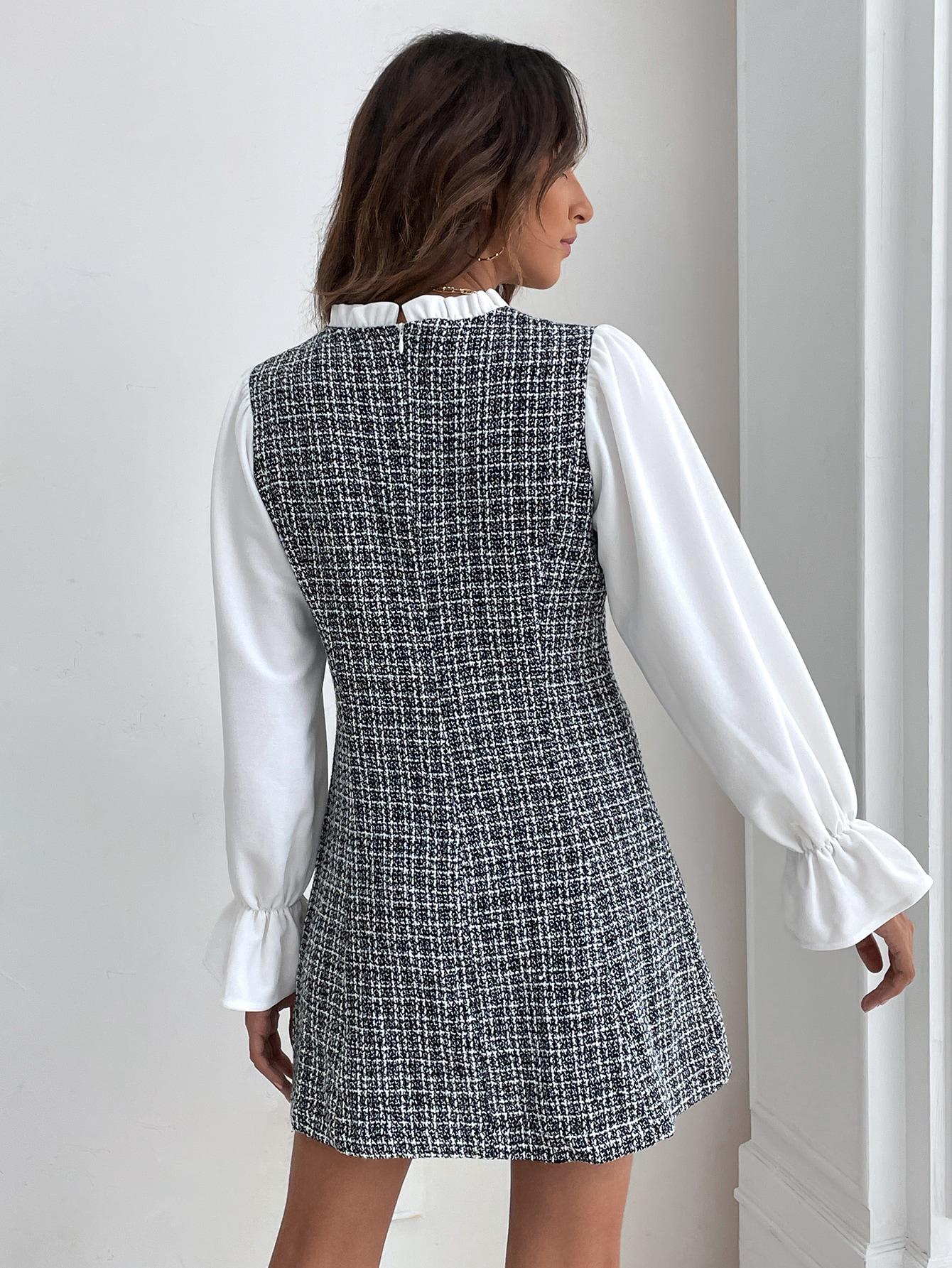 ŁĄCZONA SUKIENKA TWEED