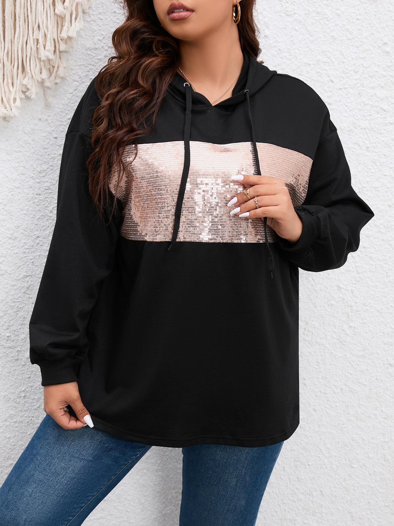 BLUZA KAPTUR CEKINY