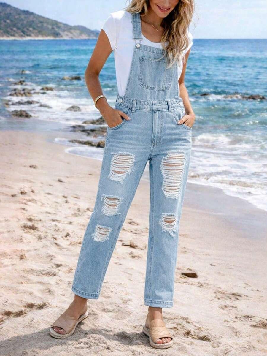 NIEBIESKIE OGRODNICZKI JEANS 