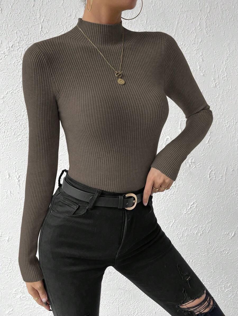 BRĄZOWY SWETER PRĄŻKI