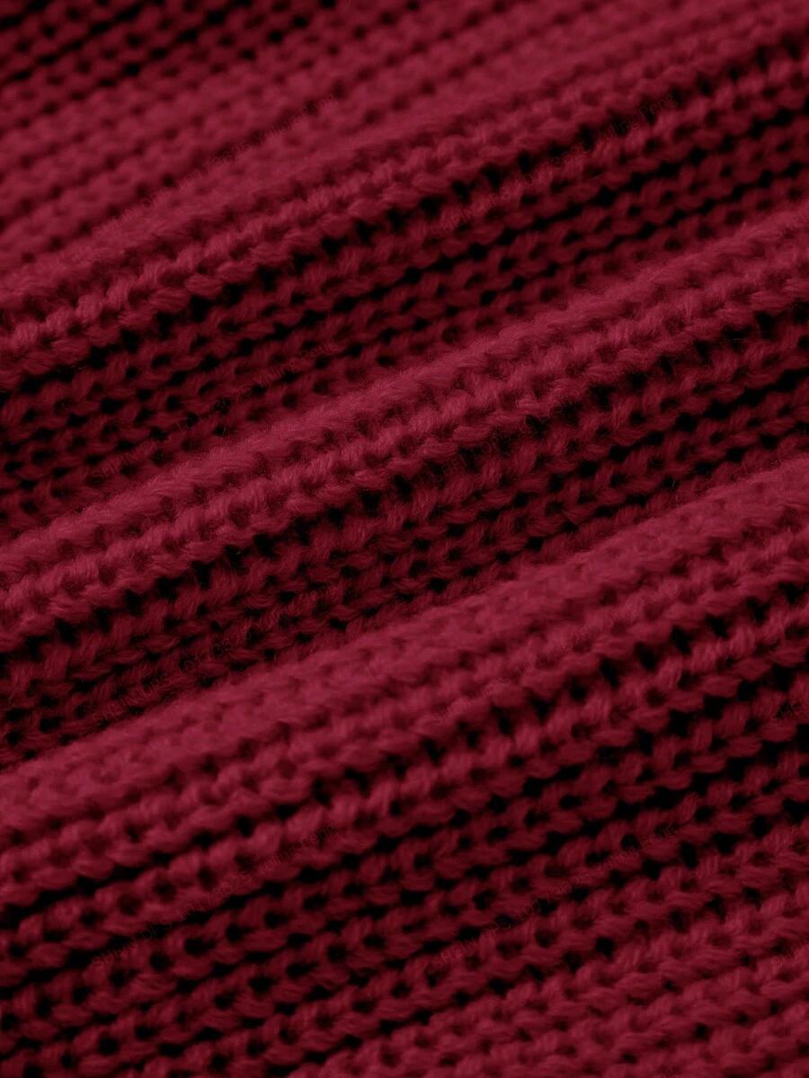 bordowy sweter okrągły dekolt