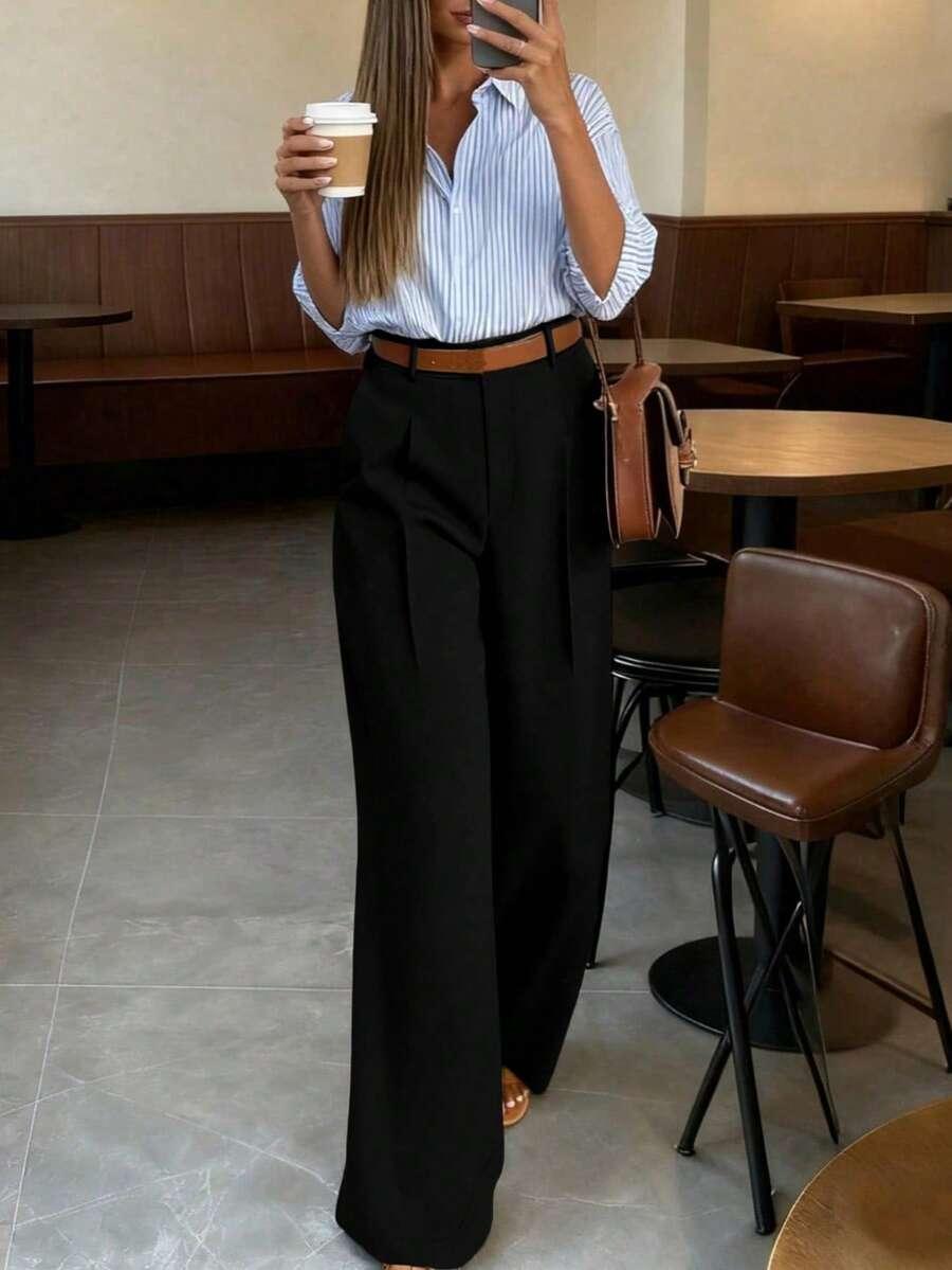CZARNE ELEGANCKIE SPODNIE