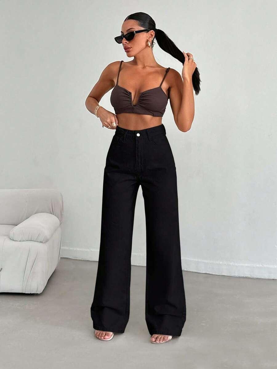 CZARNE SPODNIE JEANS
