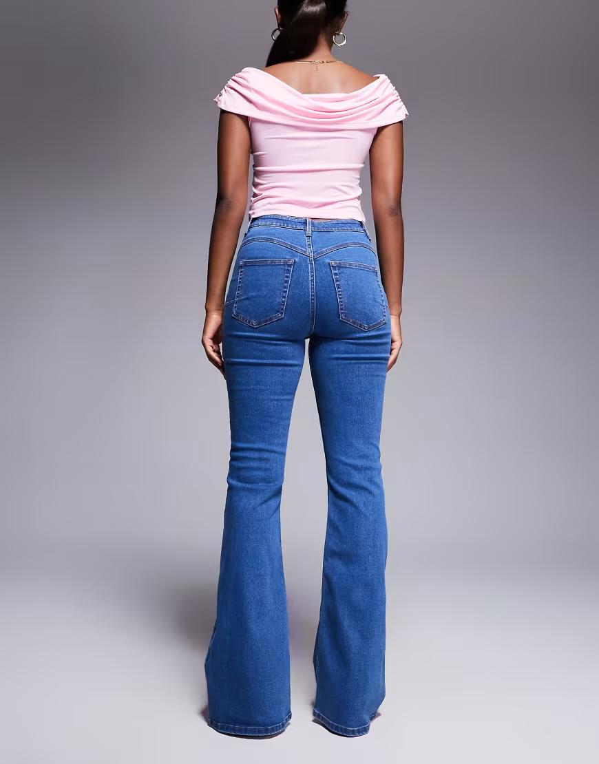NIEBIESKIE SPODNIE JEANS DZWONY WYSOKI STAN