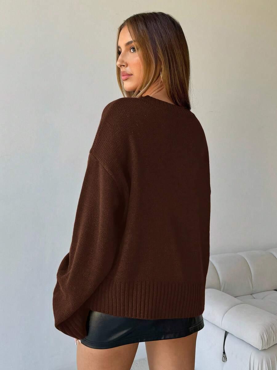 brązowy dzianinowy sweter 