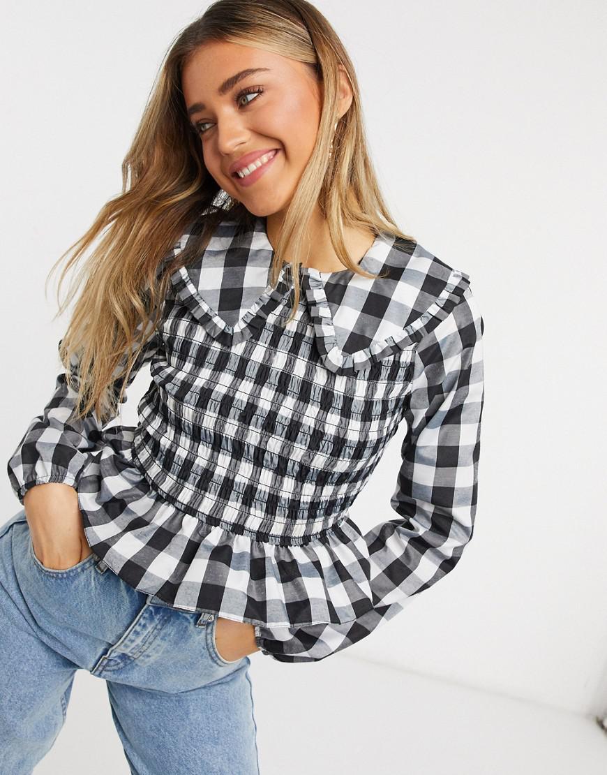 bluzka wzór kratka długi rękaw 