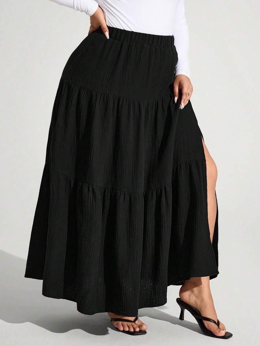 czarna maxi spódnica casual