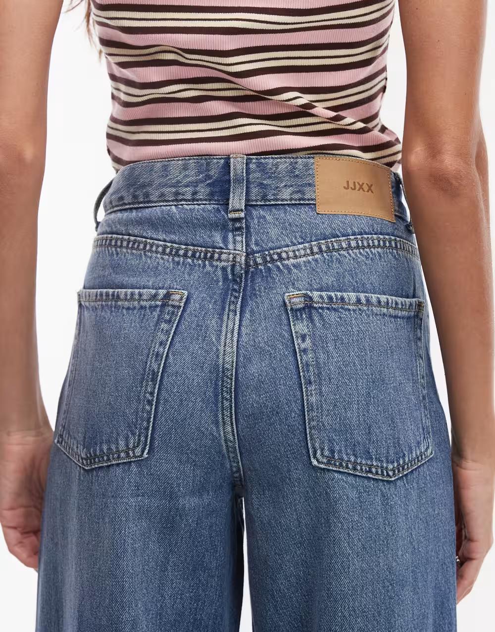 NIEBIESKIE SPODNIE JEANS SZEROKA NOGAWKA