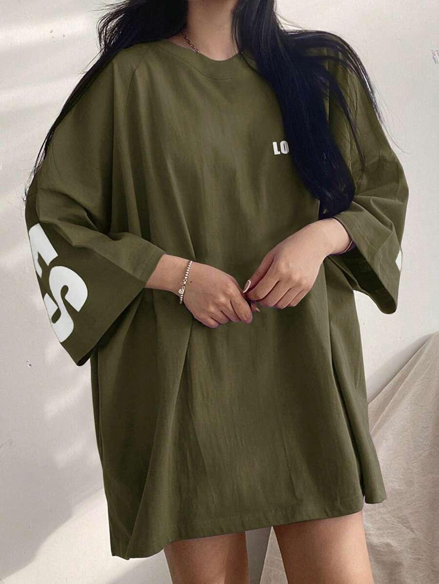 zielony t-shirt nadruk