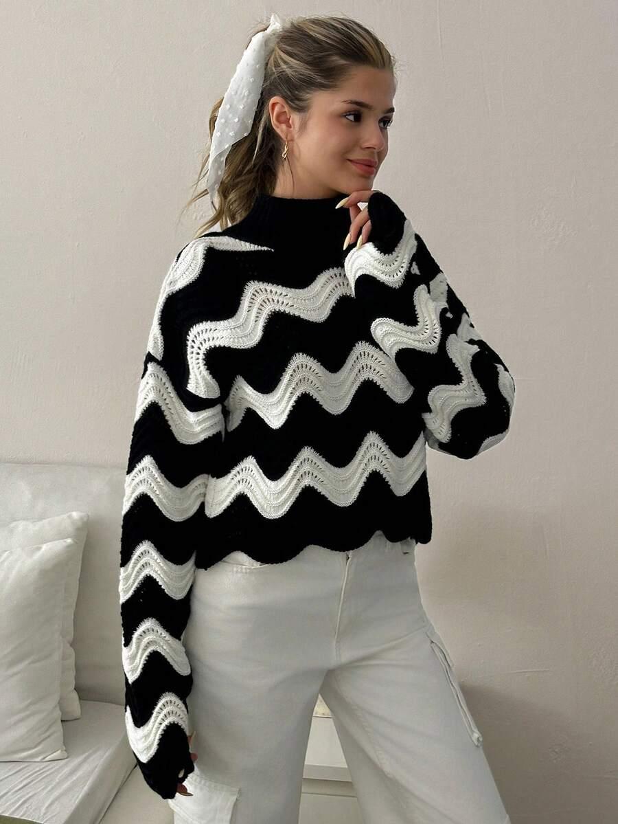 sweter półgolf kontrast