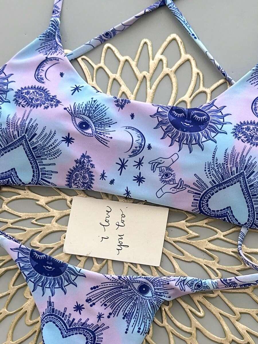 komplet bikini wzór stringi