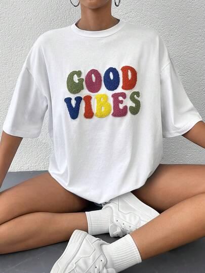 biały t-shirt napis