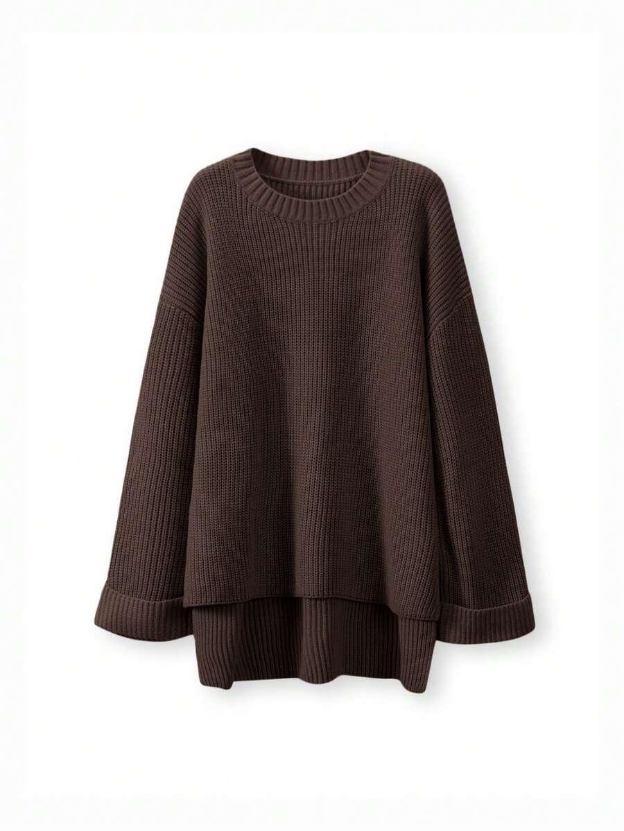 brązowy sweter oversize