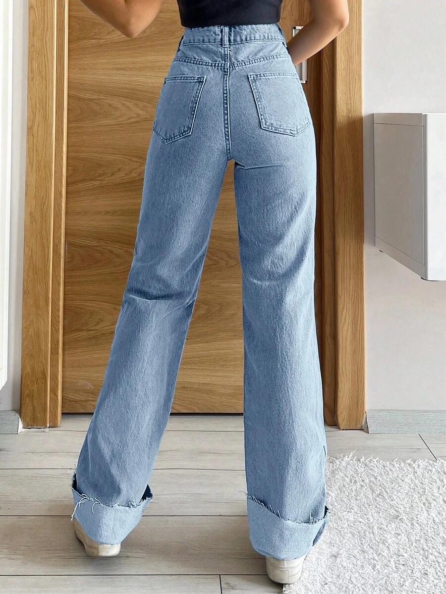 spodnie podwijane rękawy jeans