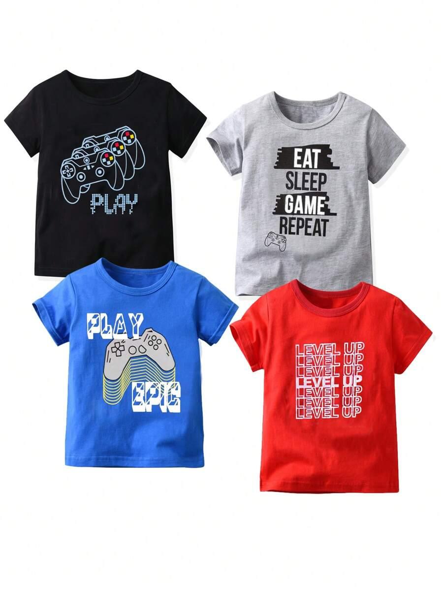 t-shirt 4 pack nadruk i napisy 