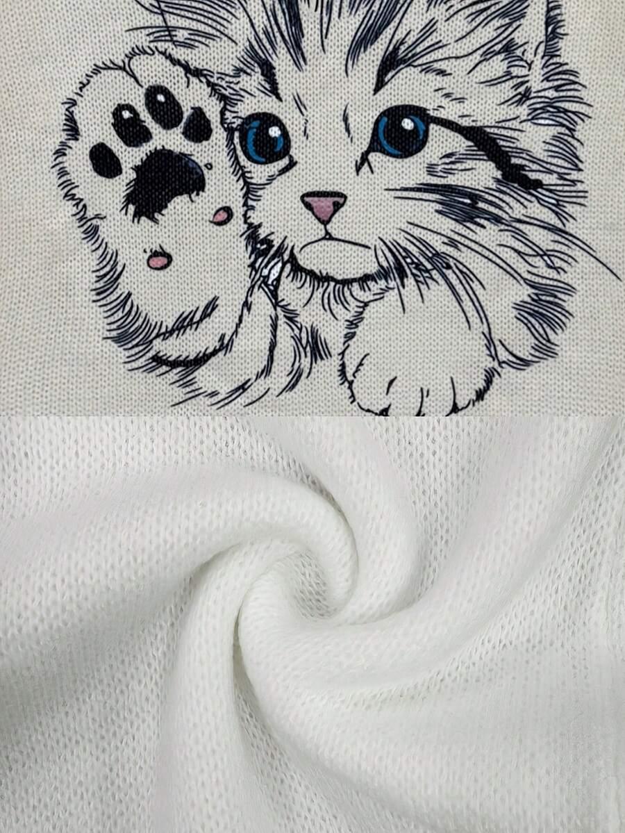 beżowy sweter nadruk