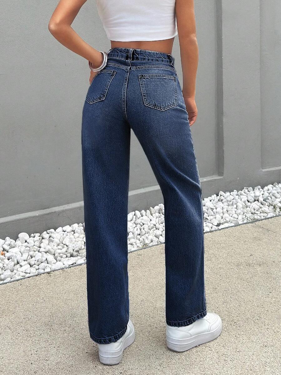 GRANATOWE SPODNIE JEANS 