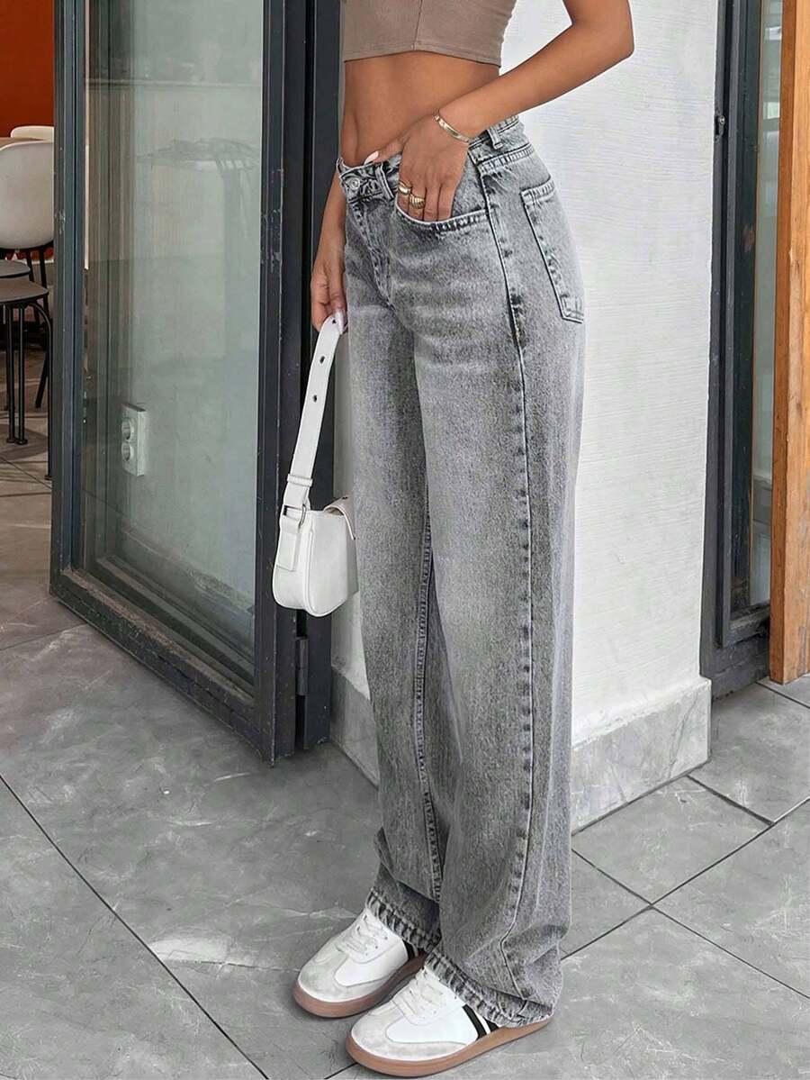 SZARE SPODNIE JEANS