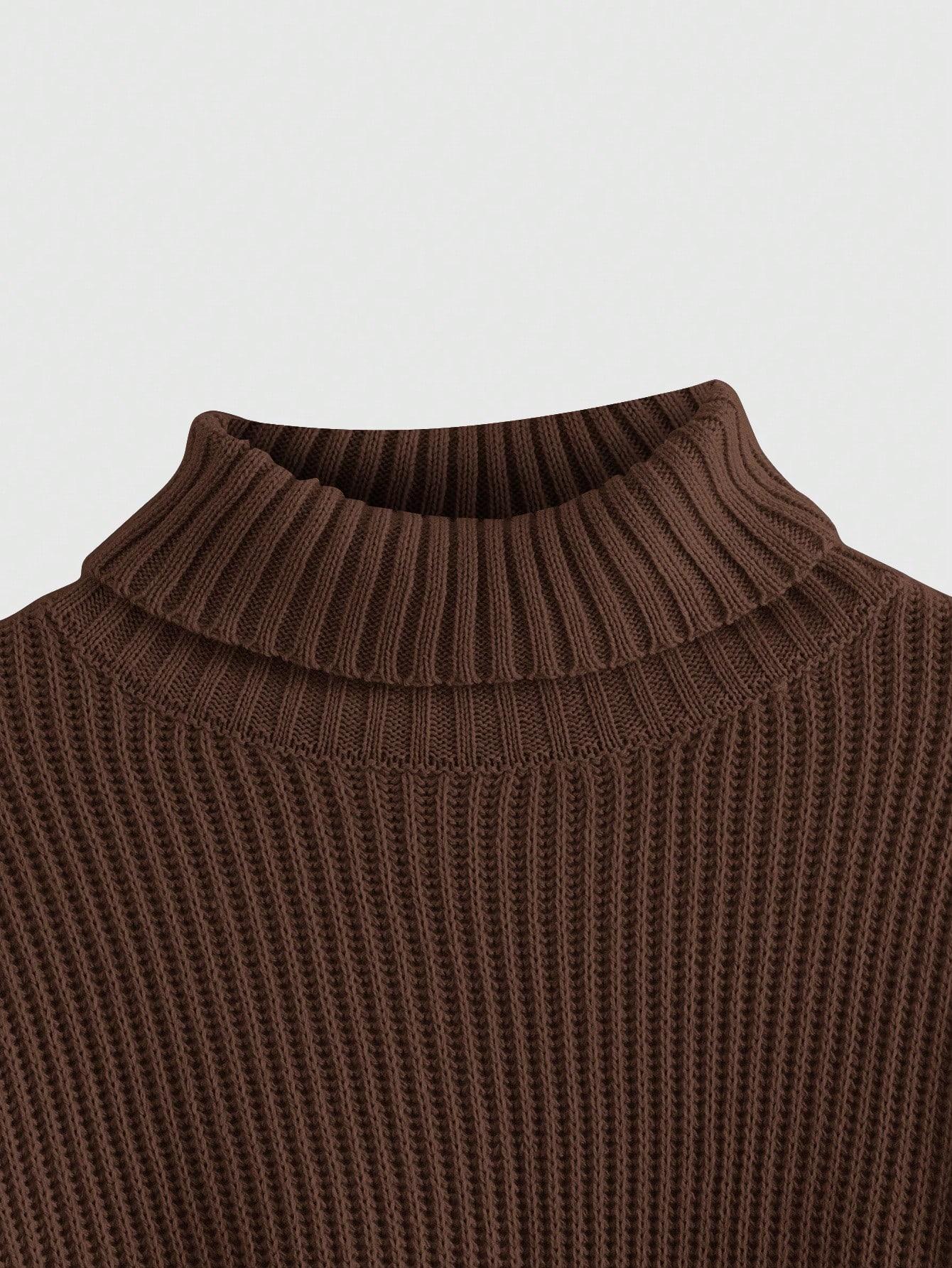 BRĄZOWY SWETER DZIANINA 