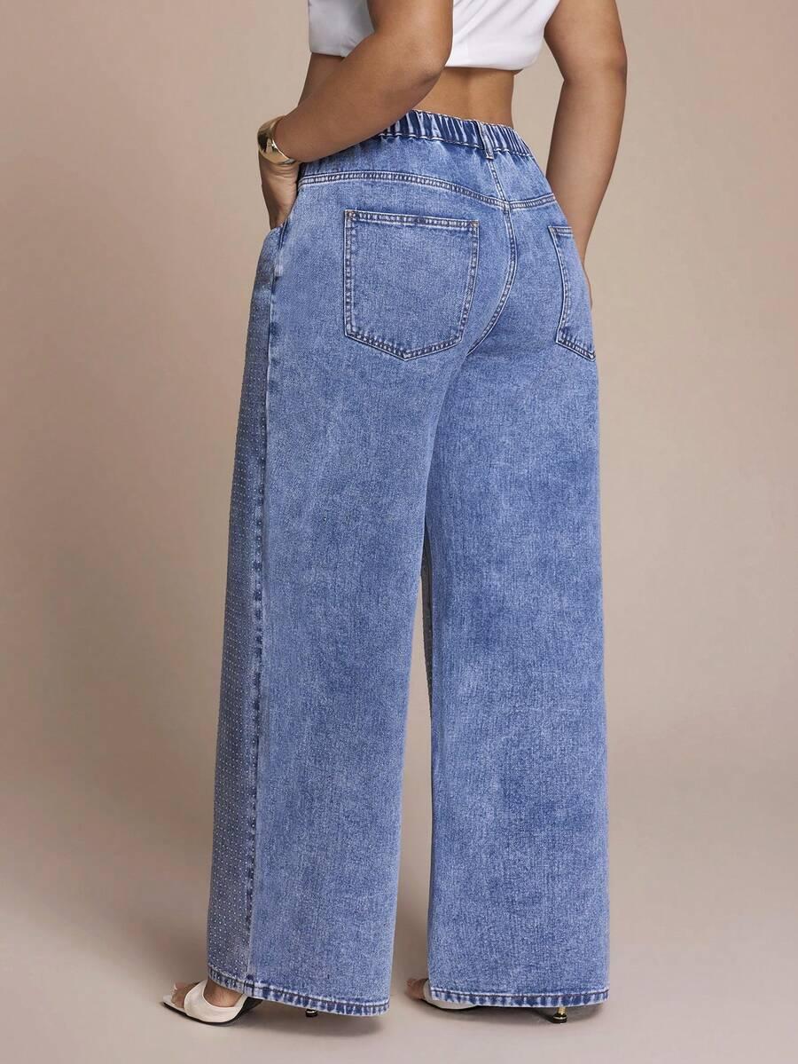 NIEBIESKIE SPODNIE JEANS ZDOBIENIA