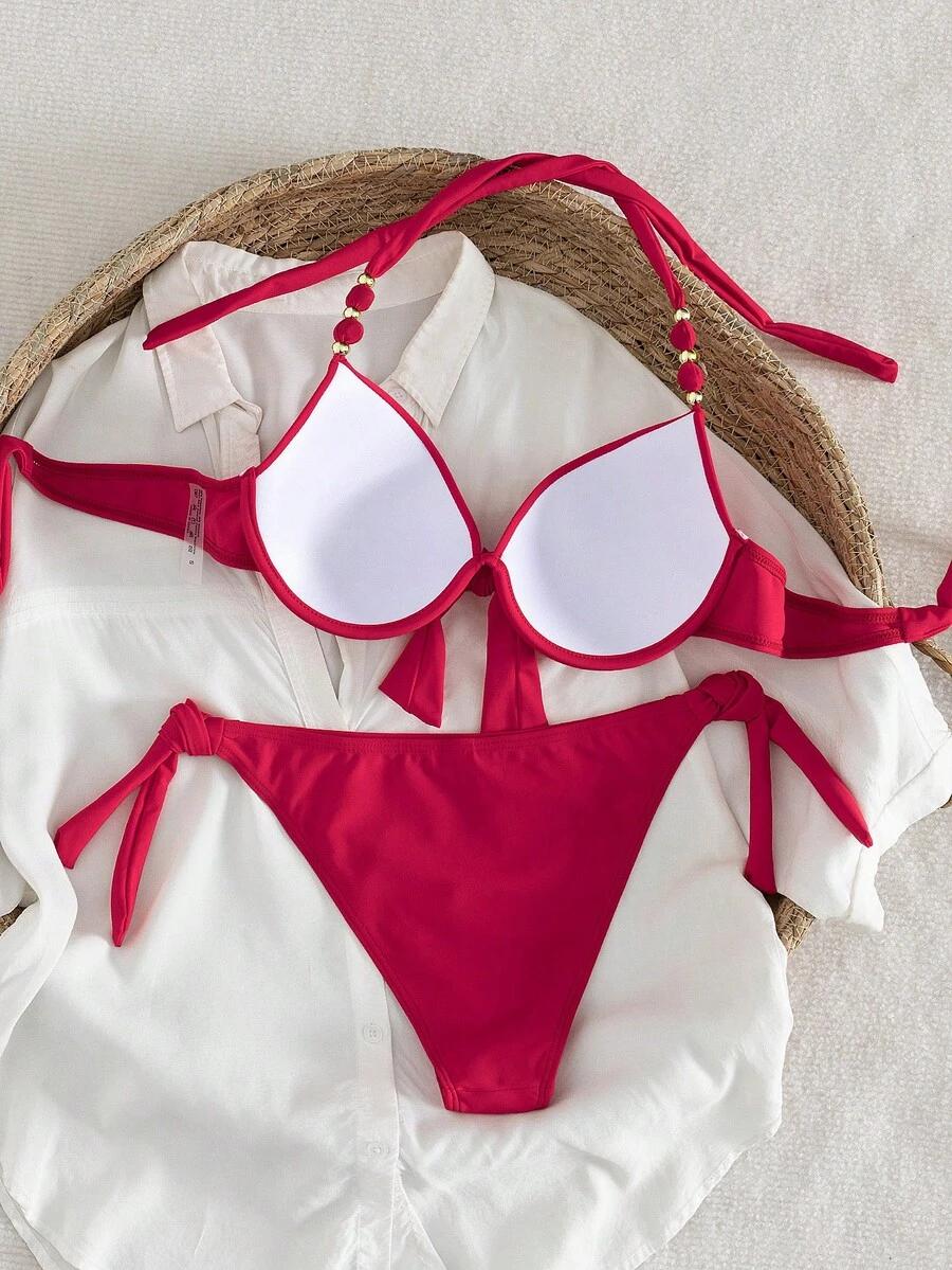 czerwony komplet bikini