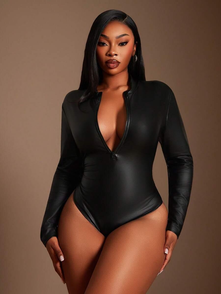 czarne body zip 