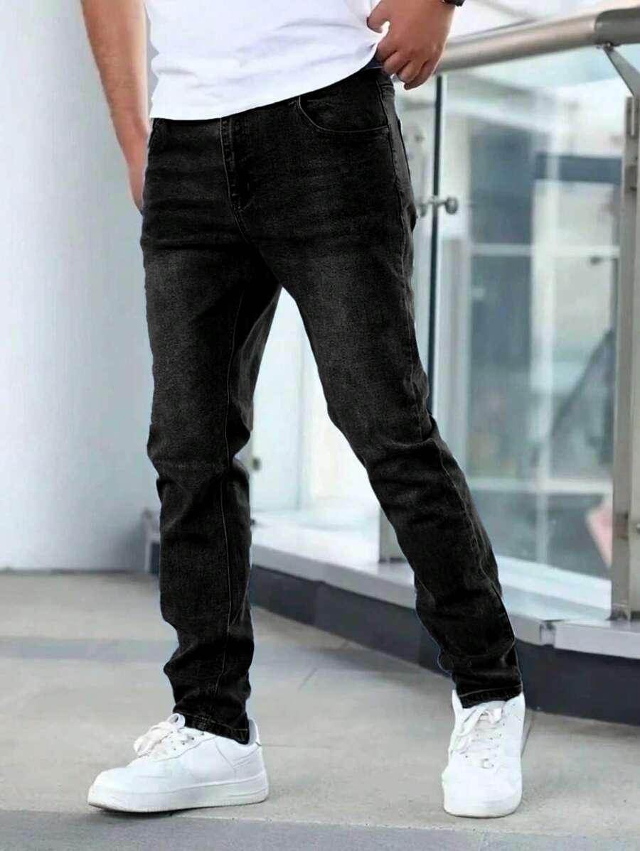 czarne spodnie jeans zamek kieszenie