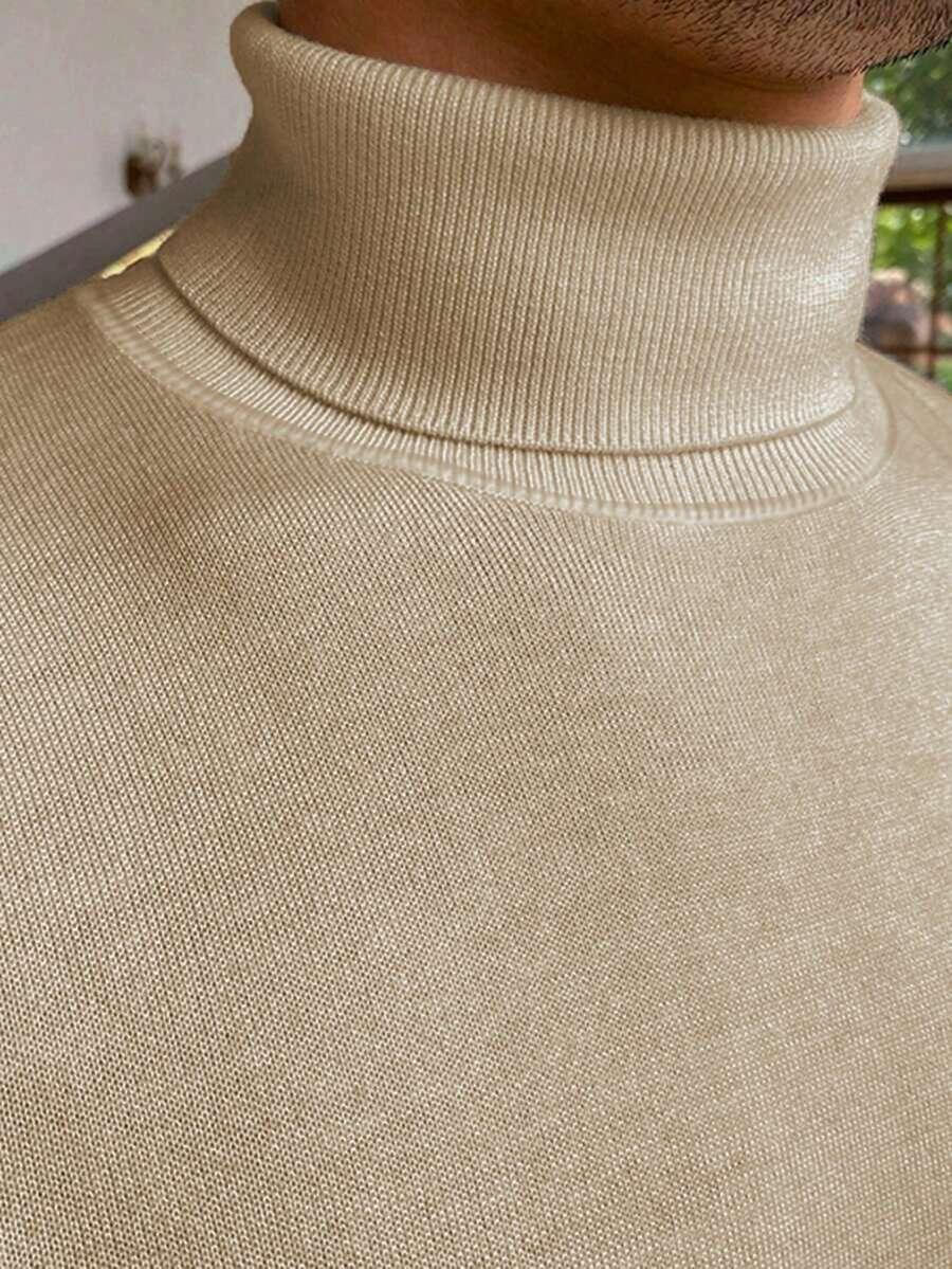 beżowy sweter golf długi rękaw