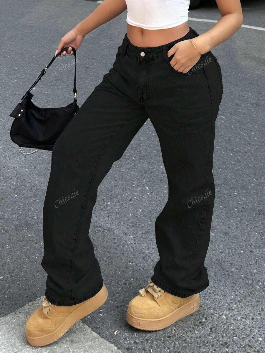 CZARNE SPODNIE JEANS