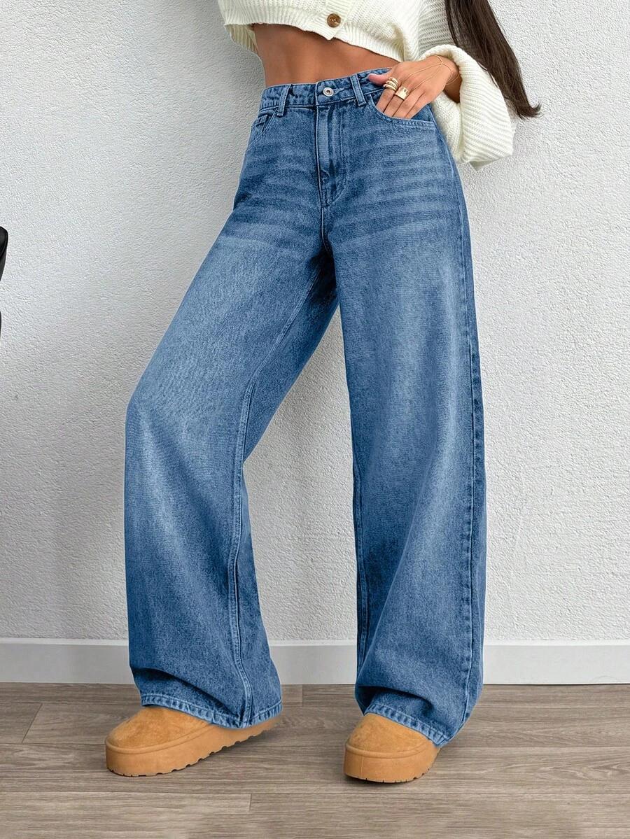 spodnie jeans szeroka nogawka