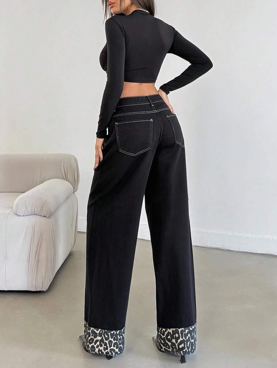 czarne spodnie jeans prosta nogawka