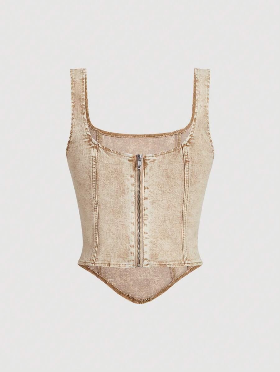 TOP NA RAMIĄCZKACH JEANS