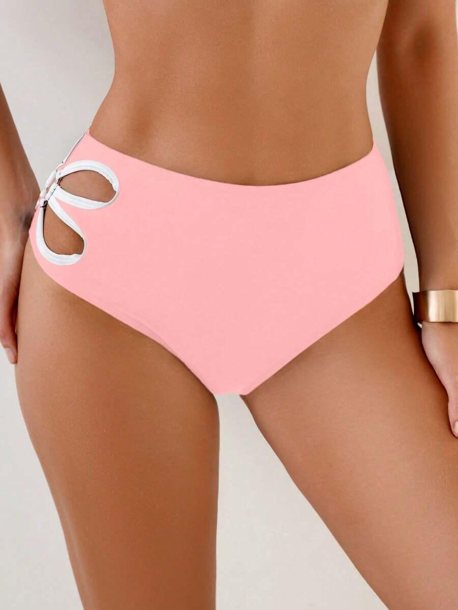 różowy DÓŁ OD BIKINI WYSOKI STAN