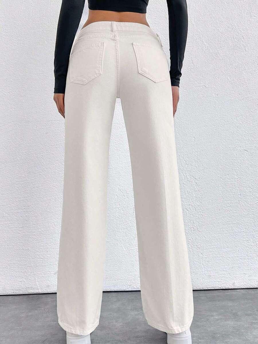 ECRU SPODNIE JEANS