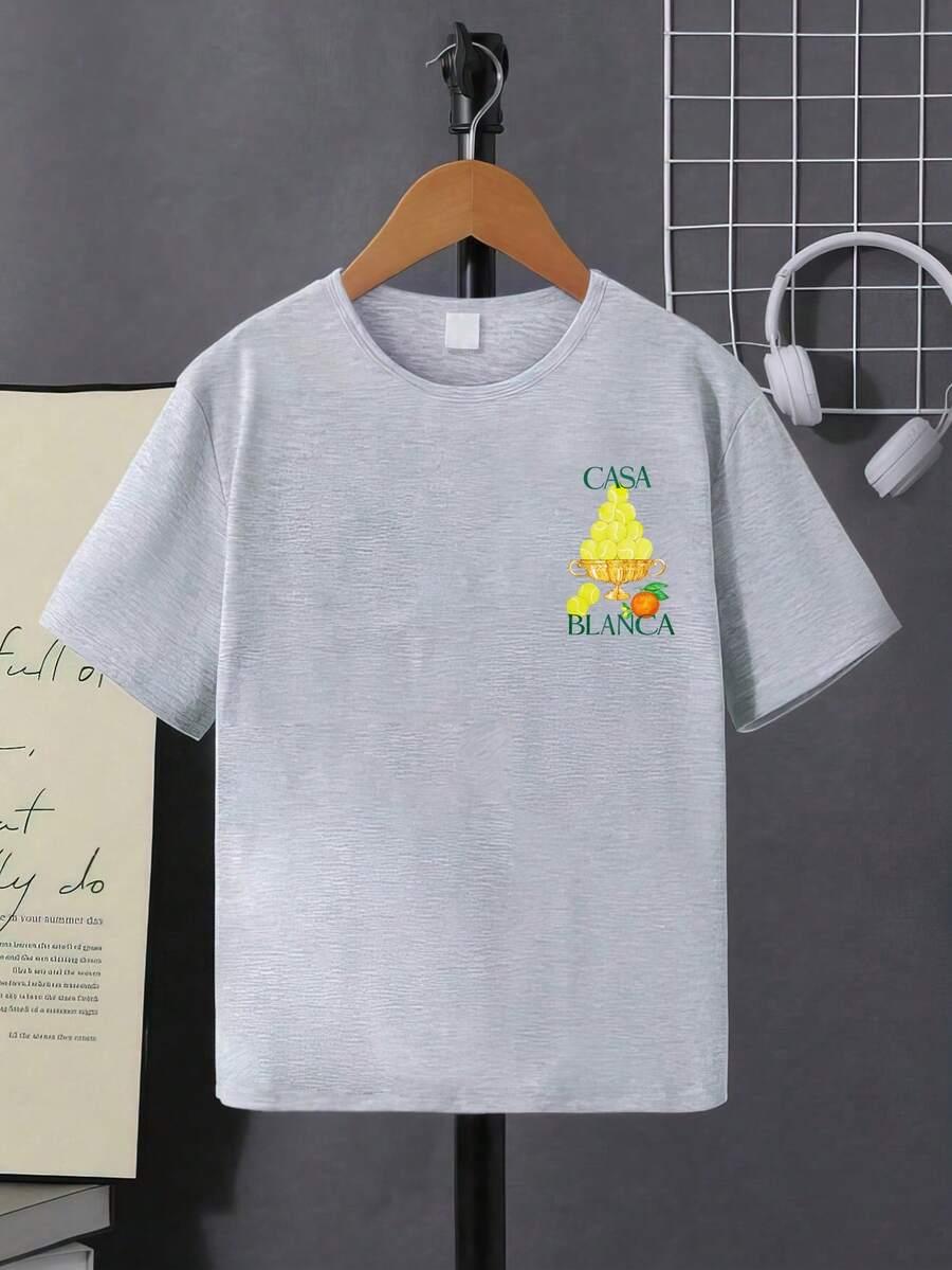 SZARY T-SHIRT NADRUK