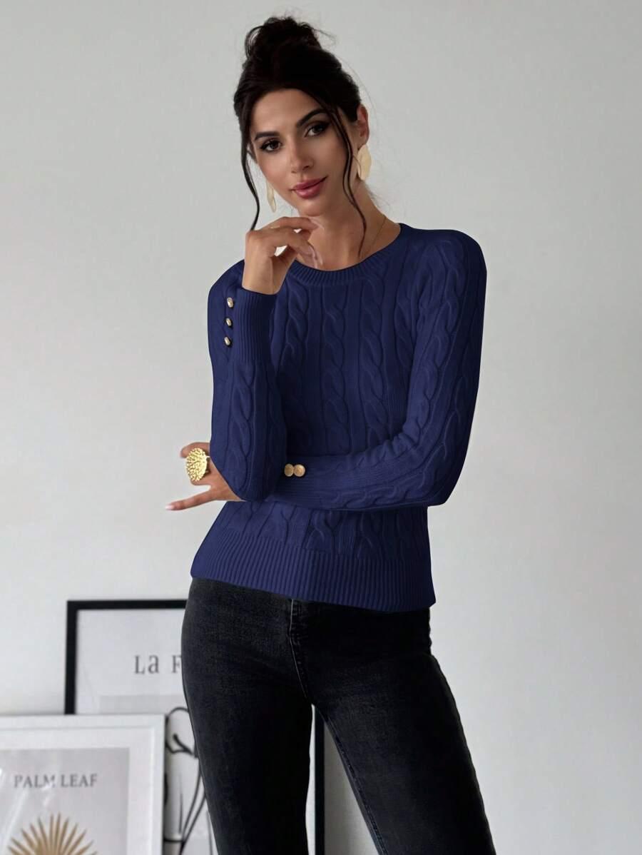 granatowy dopasowany sweter splot