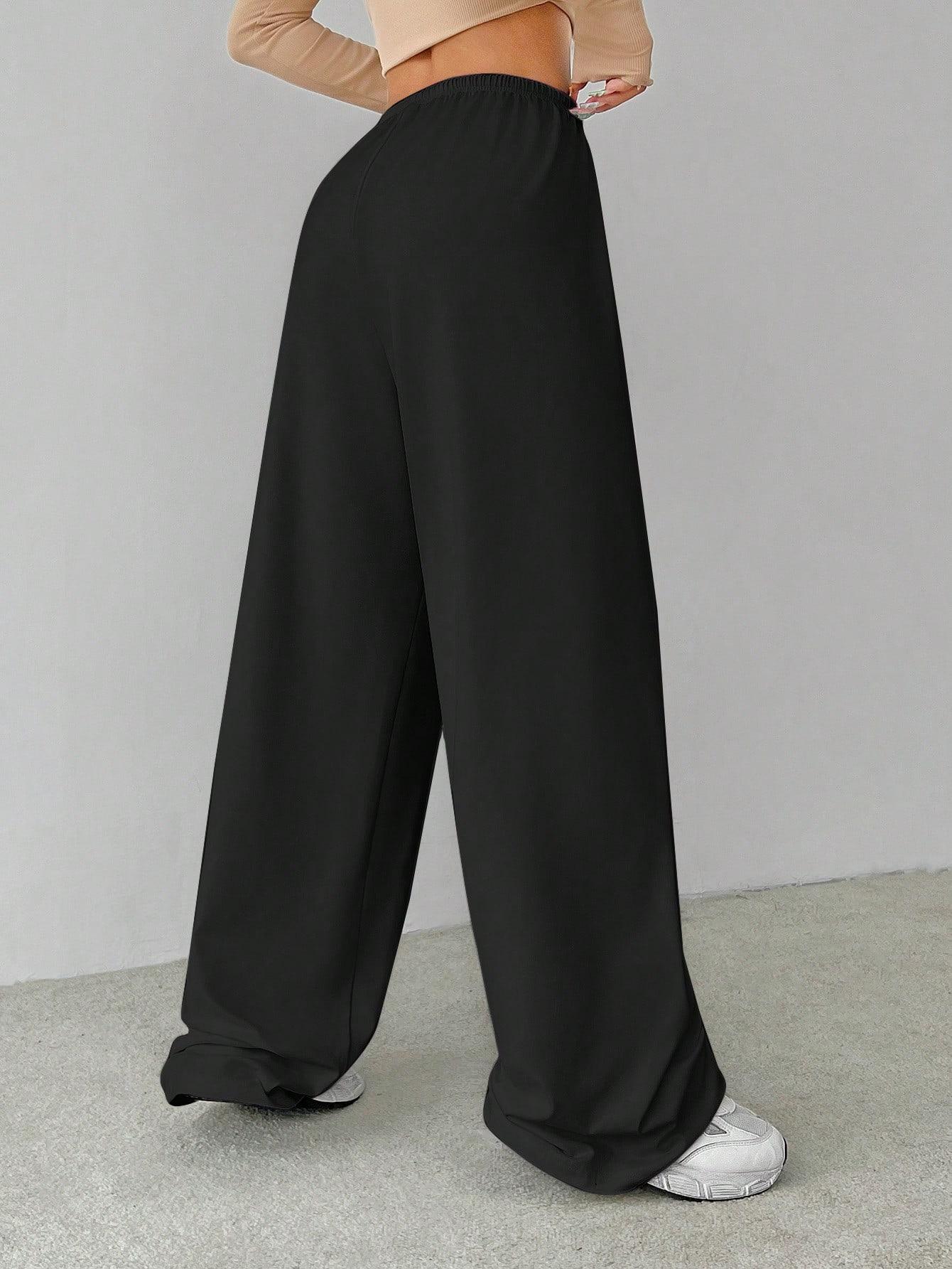 CZARNE SPODNIE SZEROKA NOGAWKA