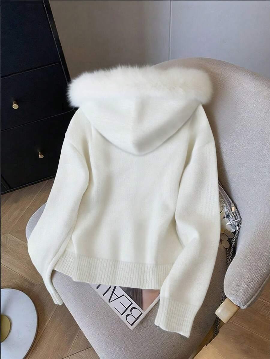 ROZPINANY SWETER Z KAPTUREM 