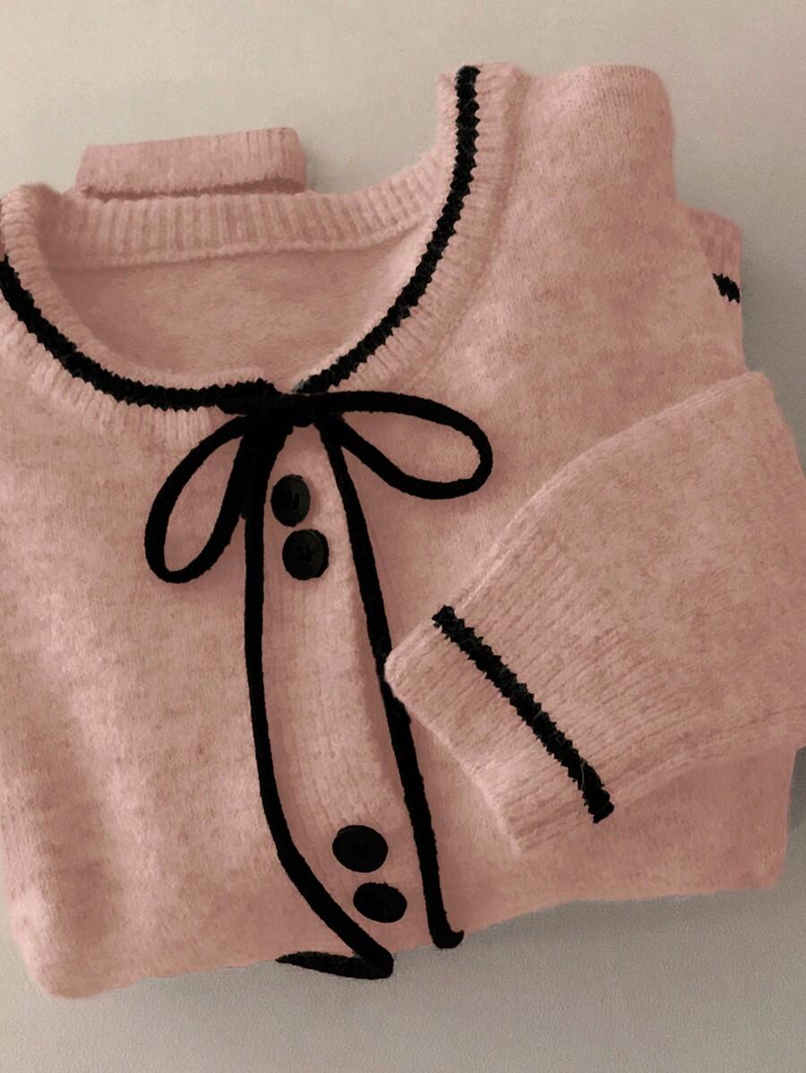 RÓŻOWY SWETER GUZIKI 