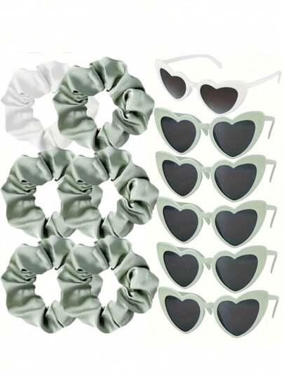 zielony zestaw okulary gumki do włosów 12 pack