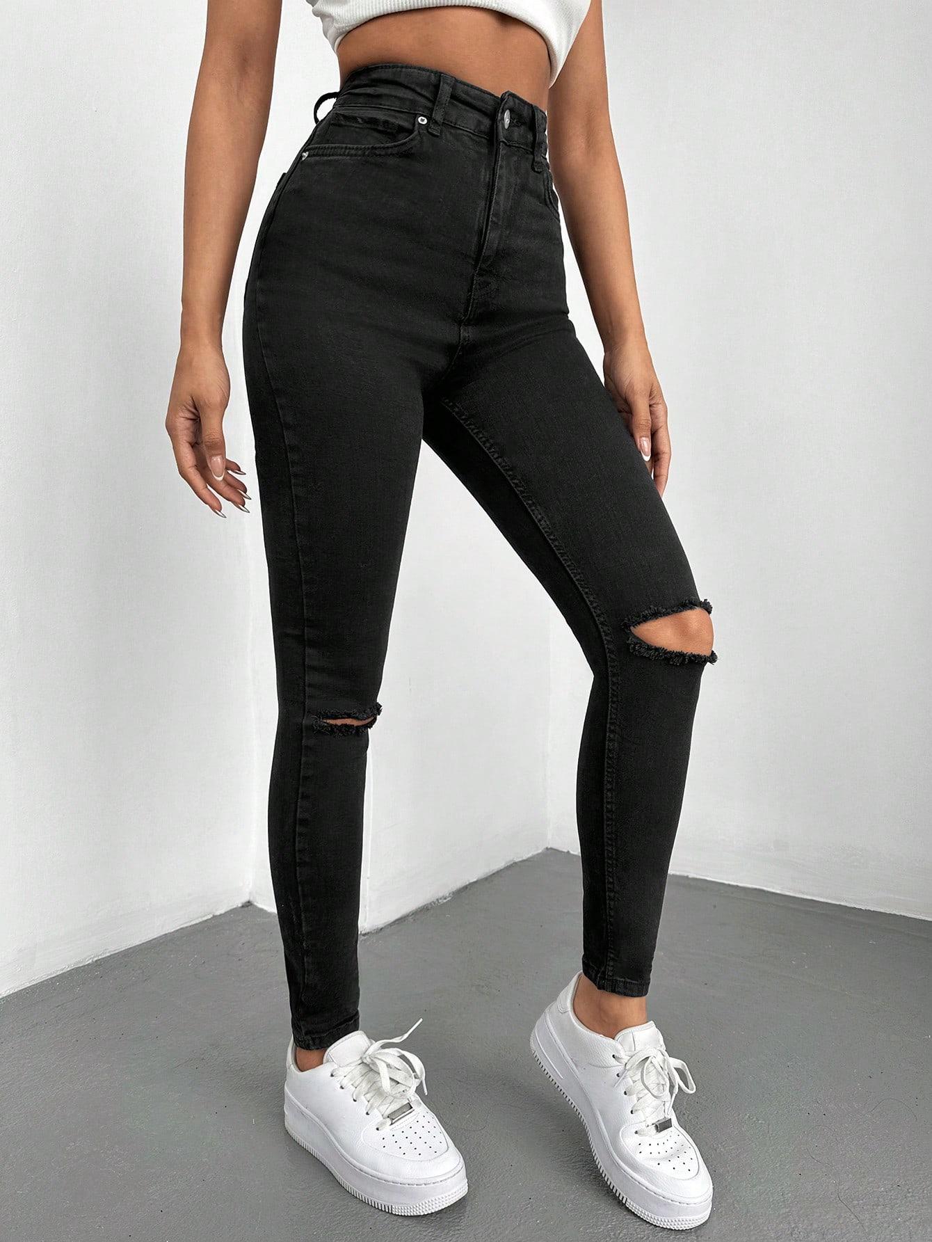 CZARNE SPODNIE JEANS RURKI 