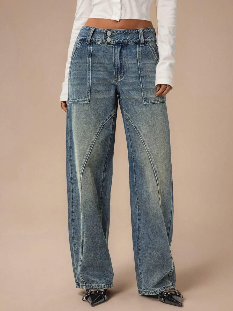 MOM JEANS DAMSKIE WYSOKI STAN BAWEŁNIANE