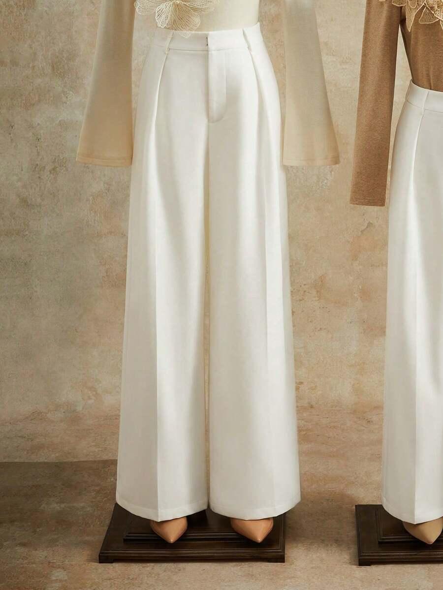 BIAŁE ELEGANCKIE SPODNIE WYSOKI STAN ZASZEWKI