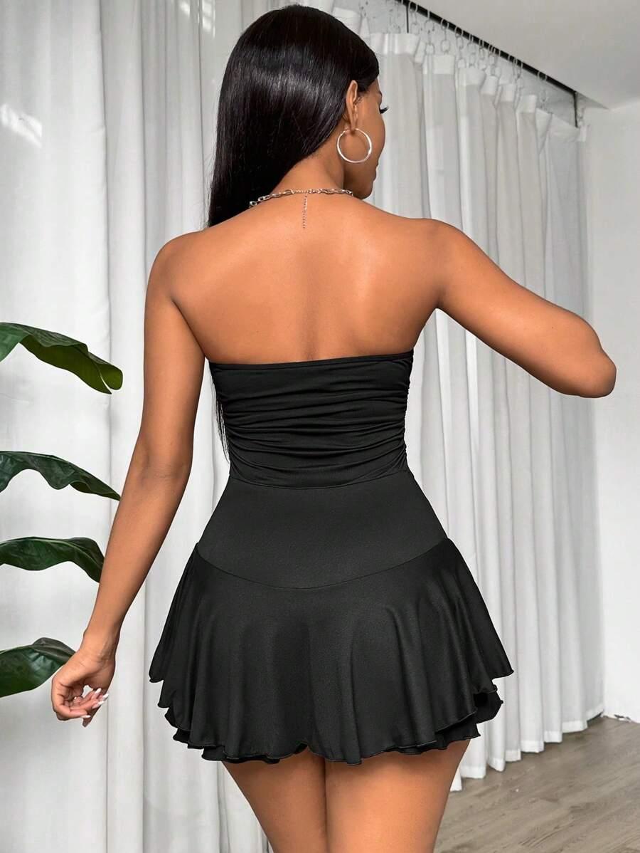 CZARNa sukienka ODKRYTE RAMIONA 