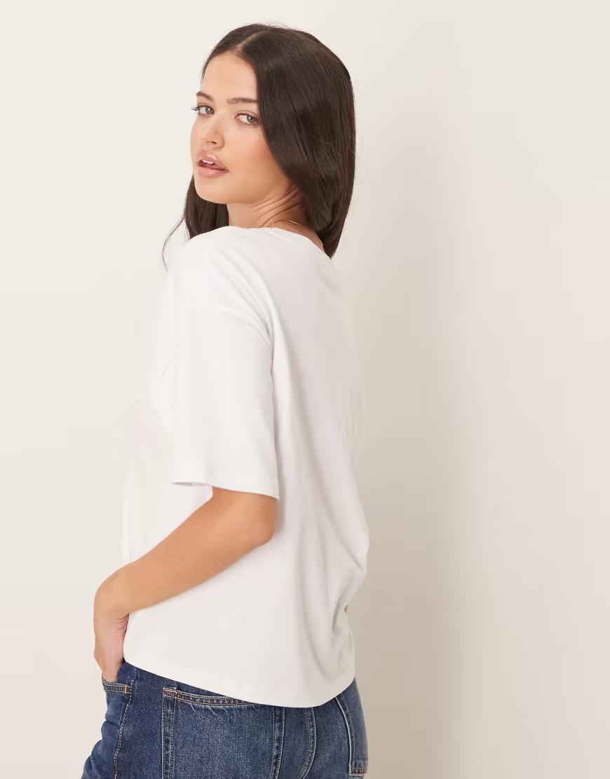 BIAŁY T-SHIRT OKRĄGŁY DEKOLT 