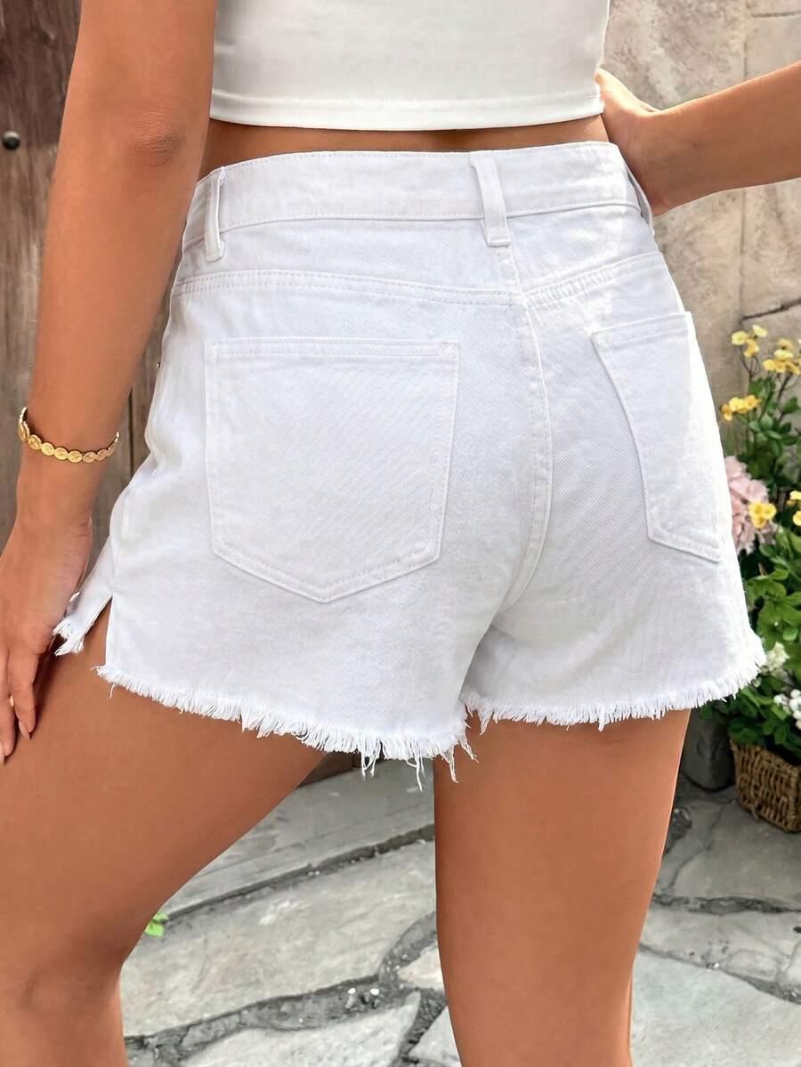 białe ciążowe spodenki jeans
