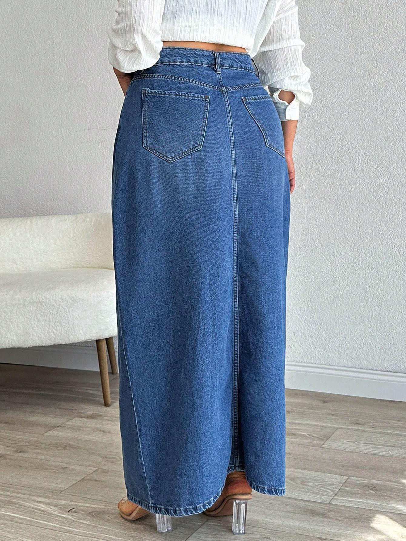 NIEBIESKA MAXI SPÓDNICA JEANS